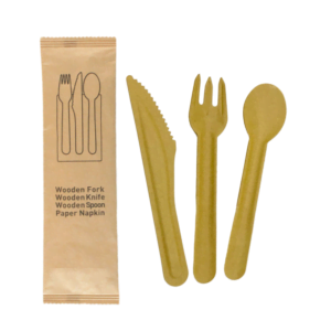 disposable bamboo-fiber cutlery set