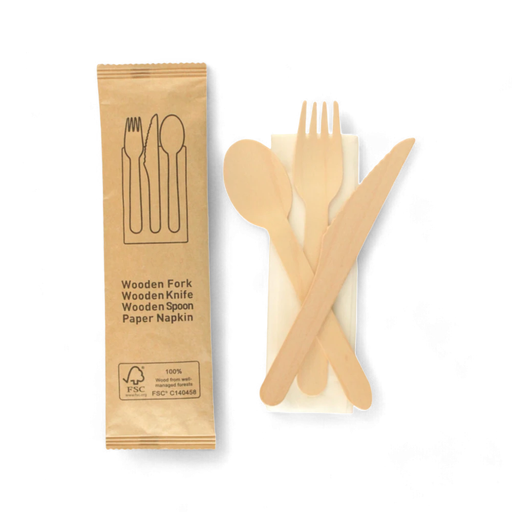 disposable wooden cutlery pack